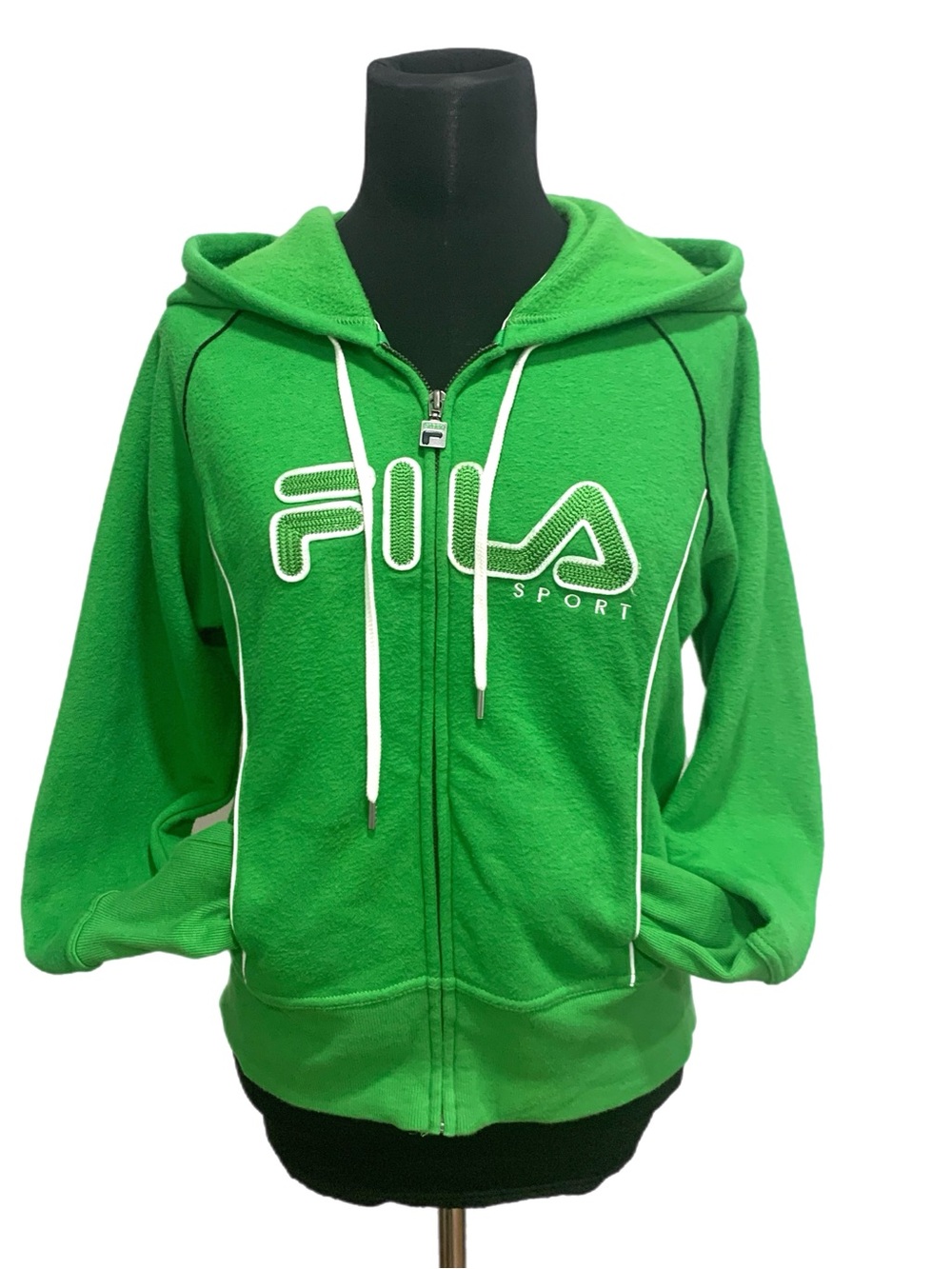 FILA Green Hooded Zip-Up Jacket with White Piping
